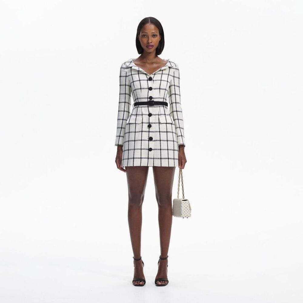 Stylish Black and White Checkered Dress